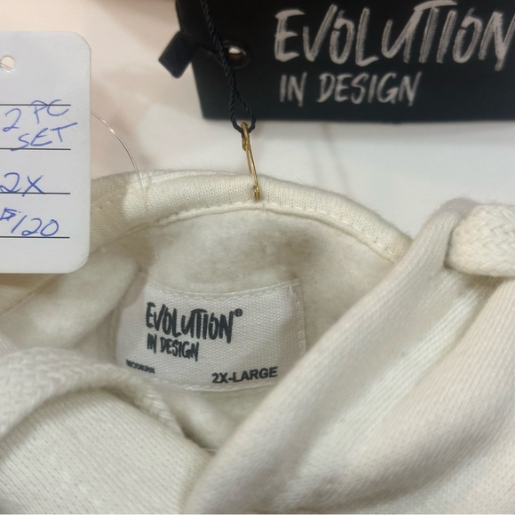 Evolution in Design “So Fresh” 2 Piece Jogger Sweat Set - White/Tan - size 2 XX - Picture 6 of 15